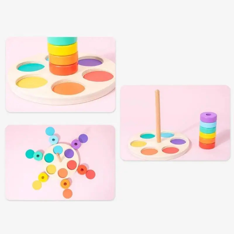 Baby Wooden Rainbow Stacking Toy – Montessori Colorful Blocks