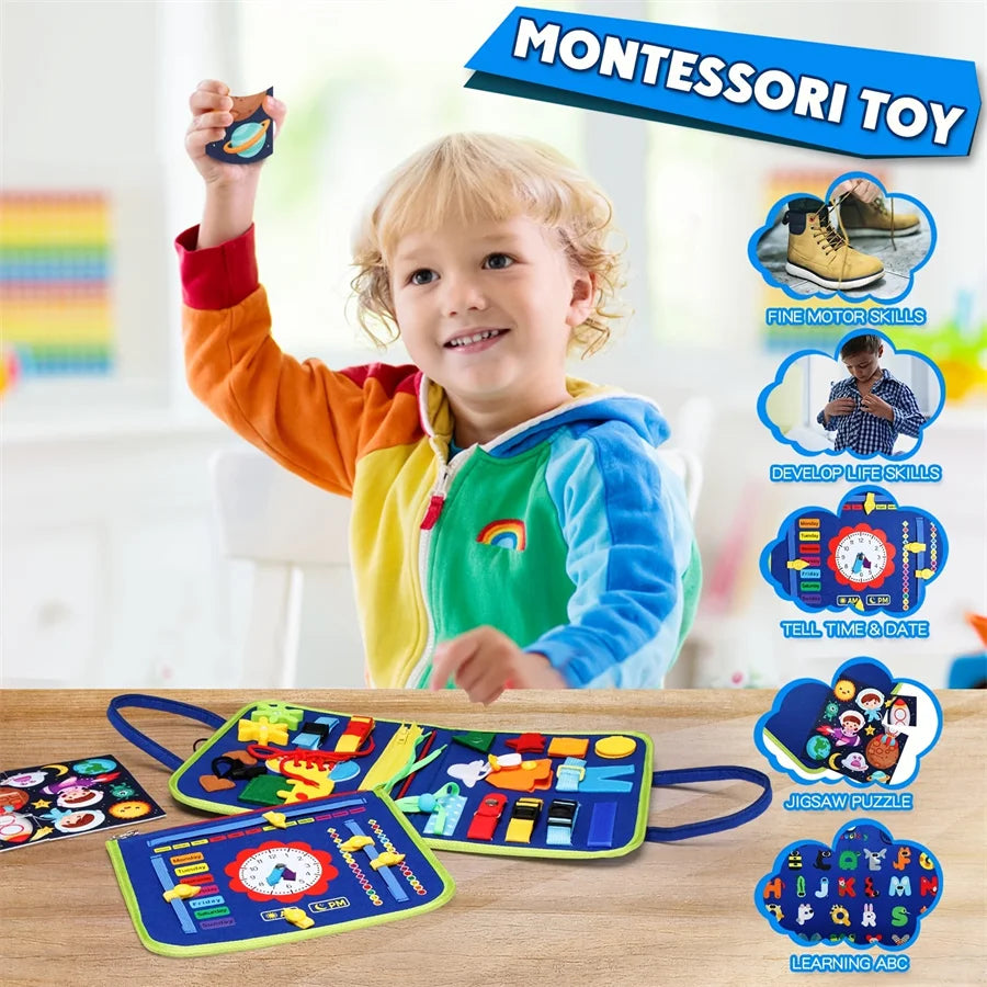 Montessori Busy Board – Educational Sensory Activity & Fine Motor Skills Development Toy for Boys and Girls