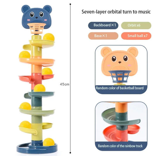 Baby Track Sliding Ball Rolling Tower – Educational Sorting & Stacking Toy (0-3 Years)