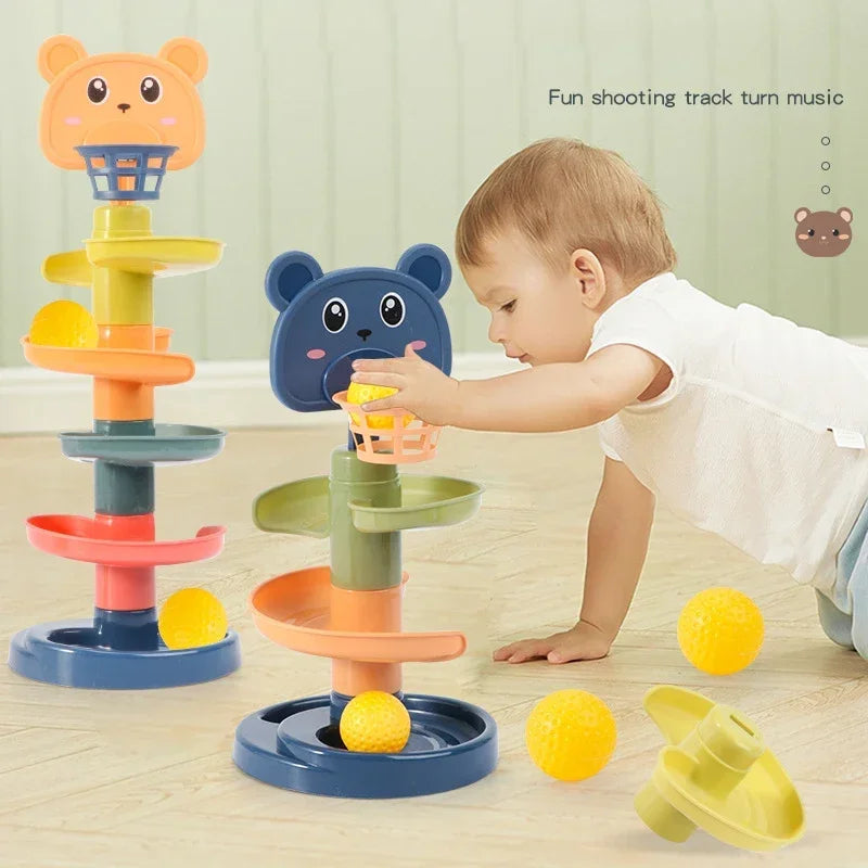 Baby Track Sliding Ball Rolling Tower – Educational Sorting & Stacking Toy (0-3 Years)