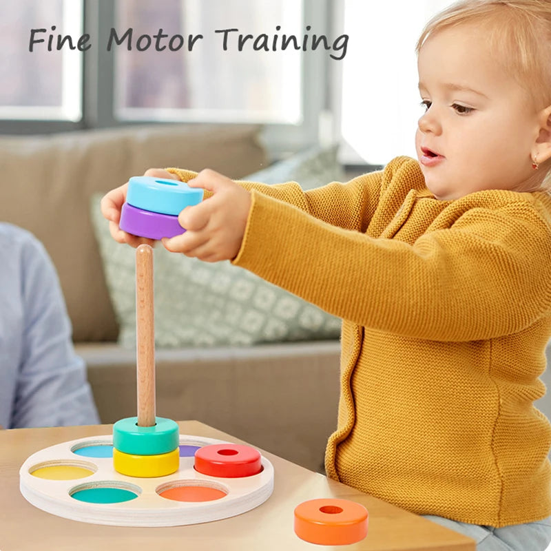 Baby Wooden Rainbow Stacking Toy – Montessori Colorful Blocks