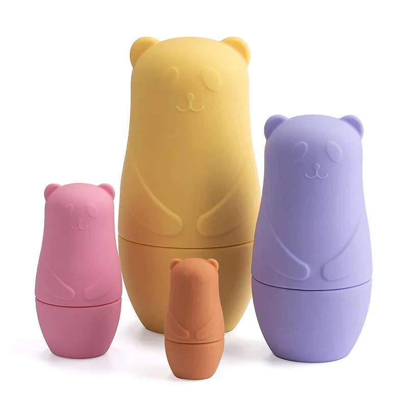 Montessori Nesting Matryoshka Doll Toy Set – Silicone Stacking Blocks, BPA Free