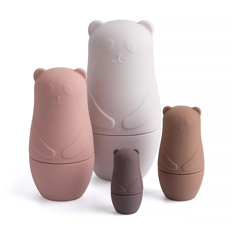 Montessori Nesting Matryoshka Doll Toy Set – Silicone Stacking Blocks, BPA Free