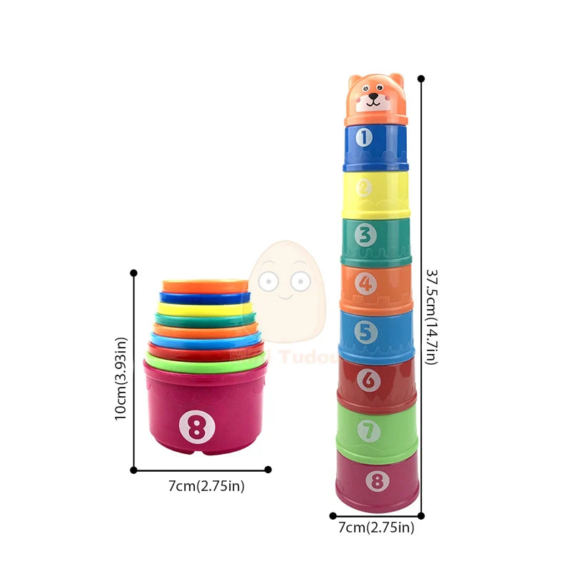 Baby Cartoon Stacking Cups – Early Educational Learning Toy for Bath & Play