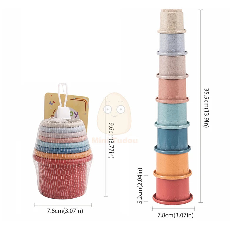 Baby Cartoon Stacking Cups – Early Educational Learning Toy for Bath & Play