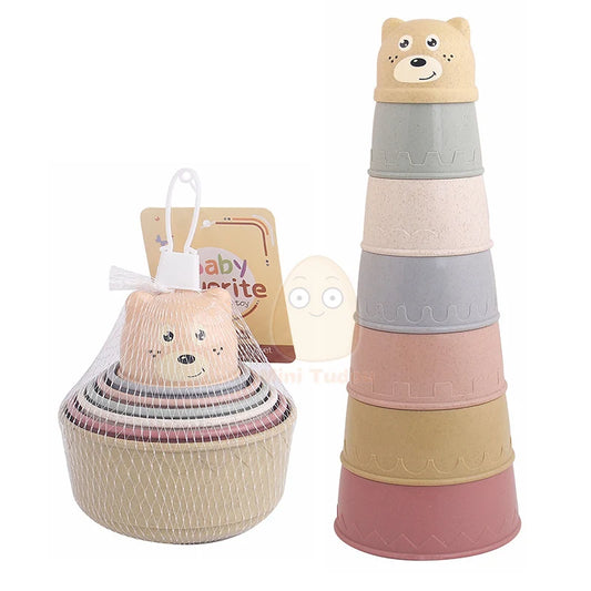 Baby Cartoon Stacking Cups – Early Educational Learning Toy for Bath & Play