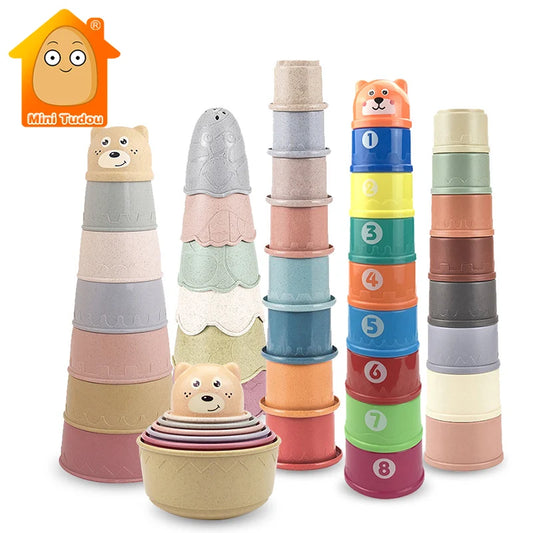Baby Cartoon Stacking Cups – Early Educational Learning Toy for Bath & Play