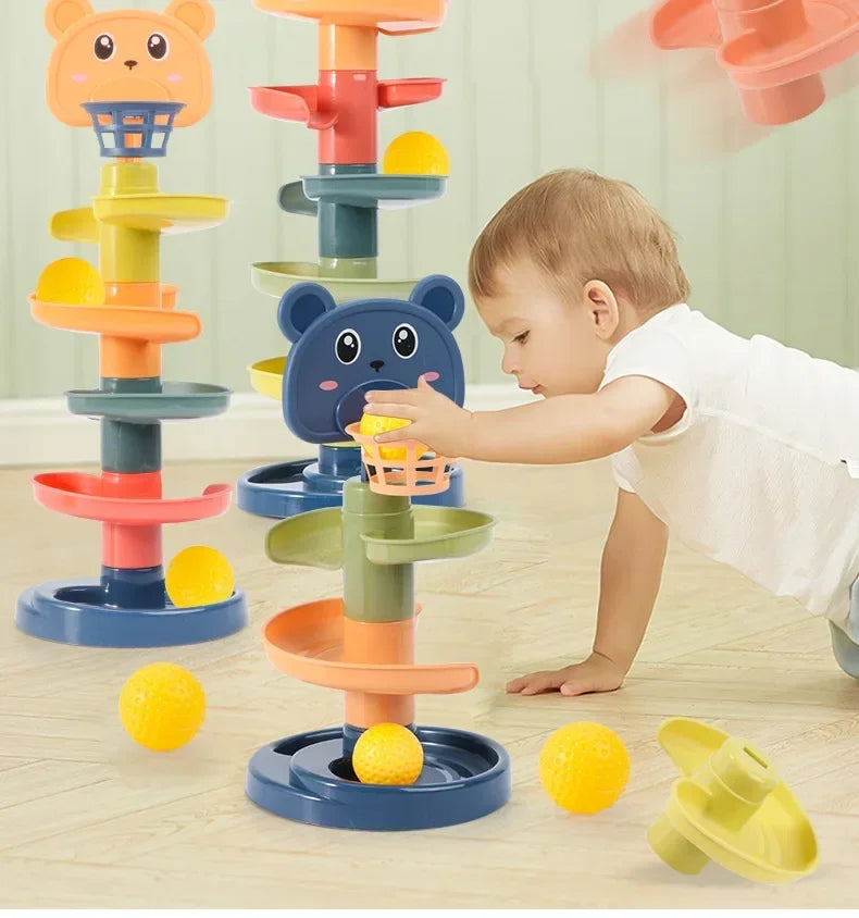 Baby Track Sliding Ball Rolling Tower – Educational Sorting & Stacking Toy (0-3 Years)