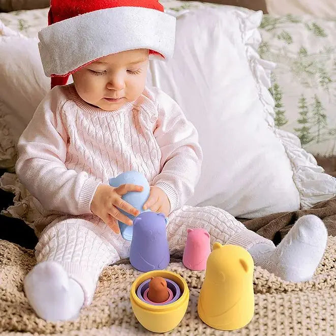 Montessori Nesting Matryoshka Doll Toy Set – Silicone Stacking Blocks, BPA Free