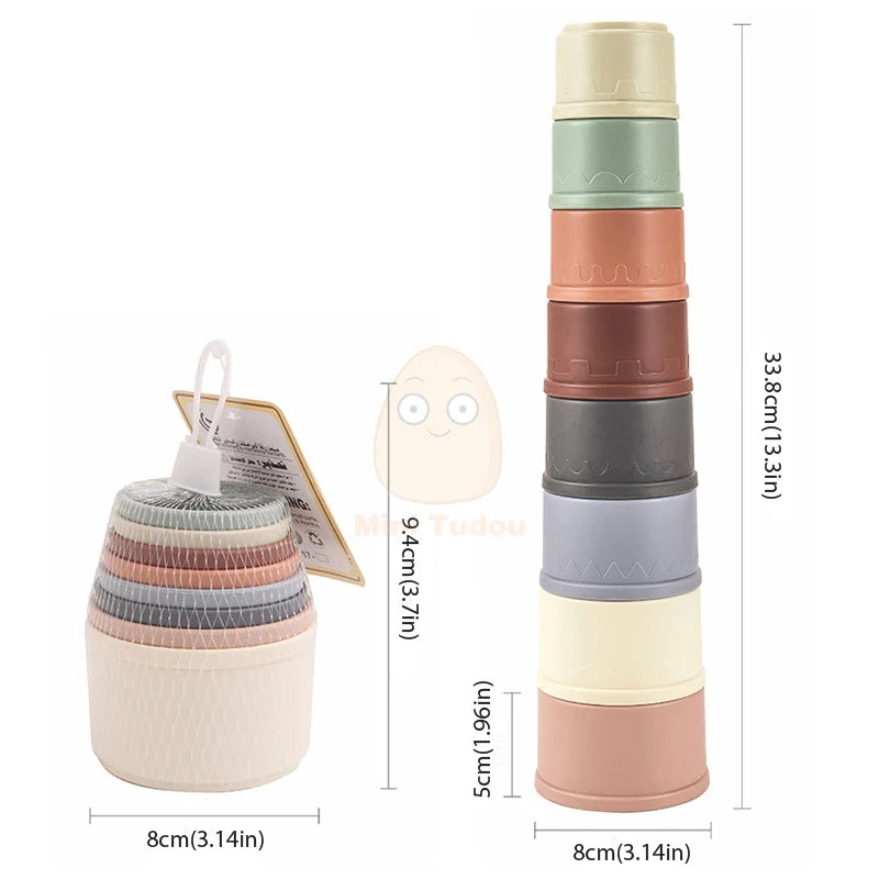 Baby Cartoon Stacking Cups – Early Educational Learning Toy for Bath & Play