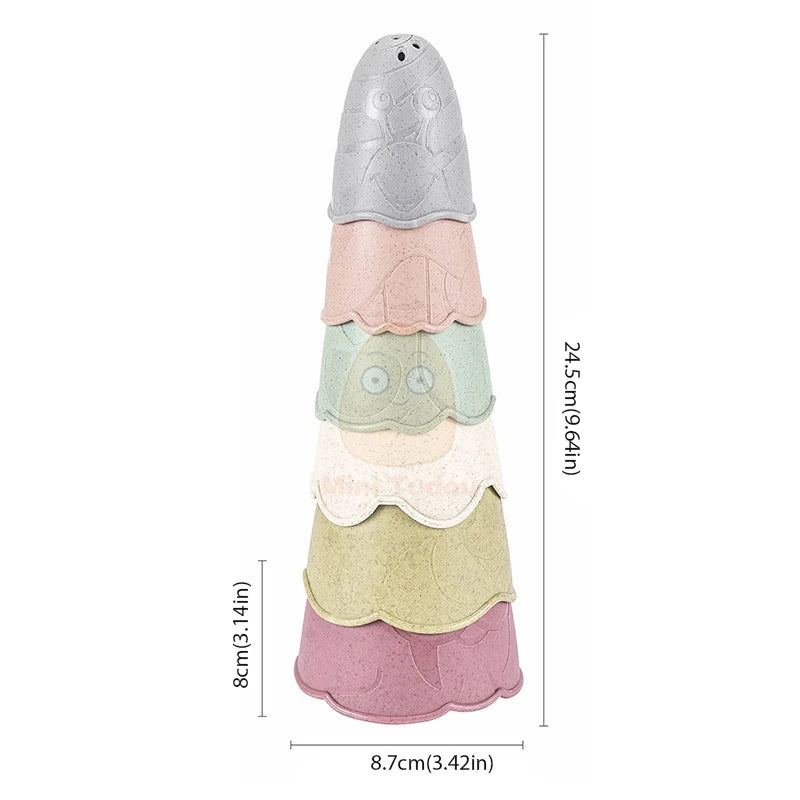Baby Cartoon Stacking Cups – Early Educational Learning Toy for Bath & Play