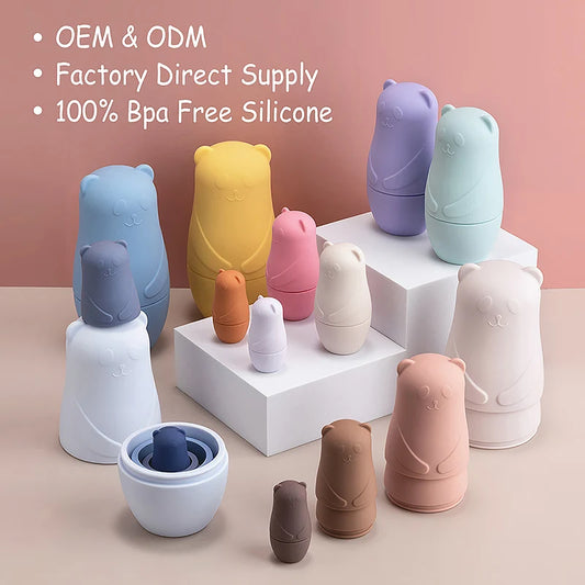 Montessori Nesting Matryoshka Doll Toy Set – Silicone Stacking Blocks, BPA Free