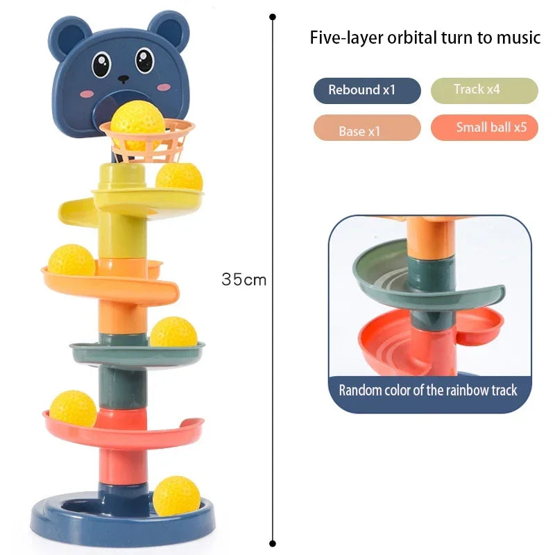 Baby Track Sliding Ball Rolling Tower – Educational Sorting & Stacking Toy (0-3 Years)