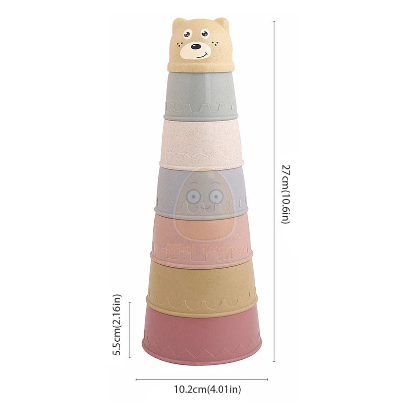 Baby Cartoon Stacking Cups – Early Educational Learning Toy for Bath & Play