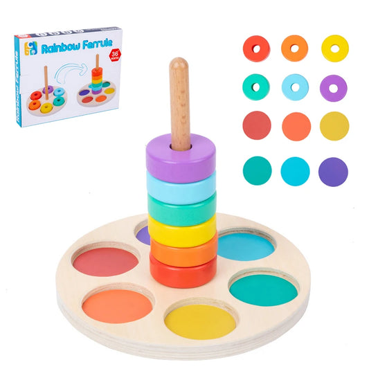 Baby Wooden Rainbow Stacking Toy – Montessori Colorful Blocks