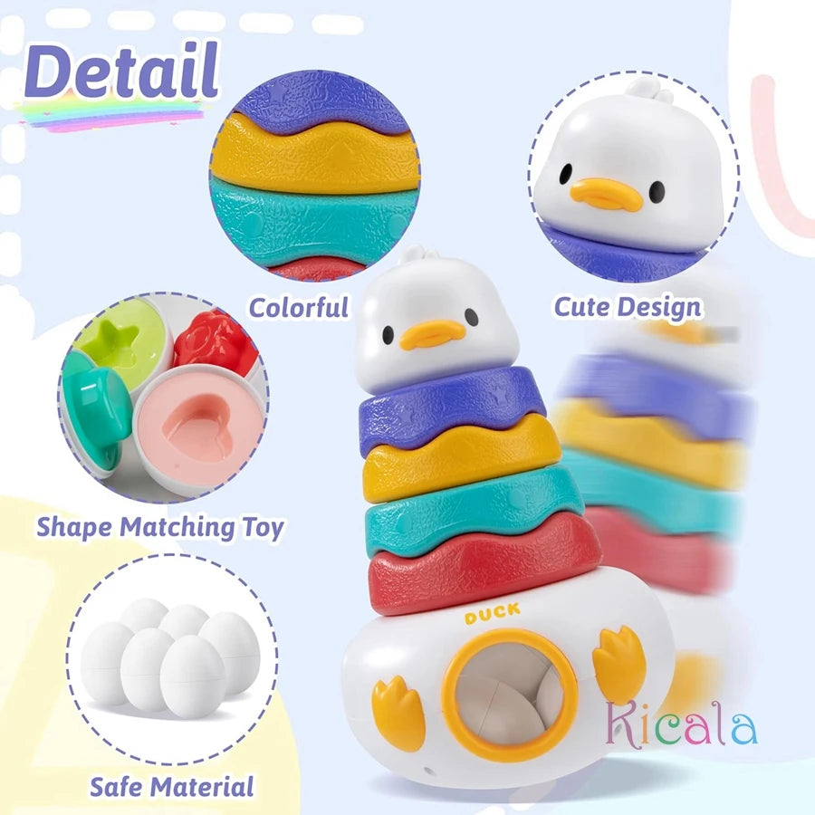 Baby Montessori 3-in-1 Stacking Rings & Matching Easter Eggs Toy