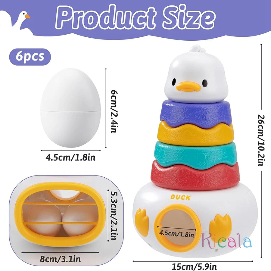 Baby Montessori 3-in-1 Stacking Rings & Matching Easter Eggs Toy