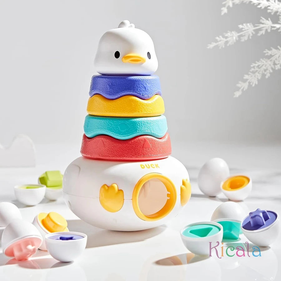 Baby Montessori 3-in-1 Stacking Rings & Matching Easter Eggs Toy